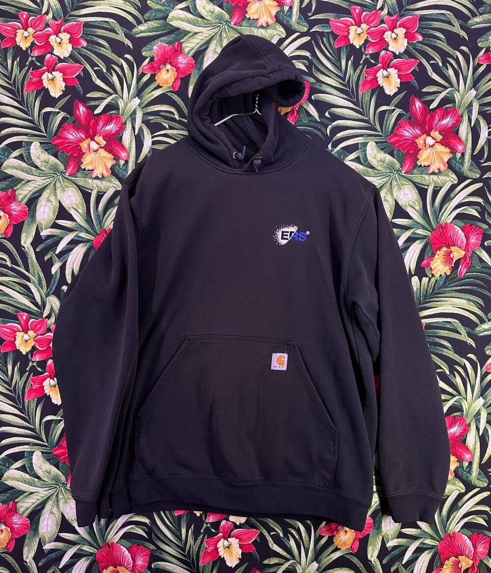 Carhartt Black Hoodie ERS Embroidered Size Large OriginalFit